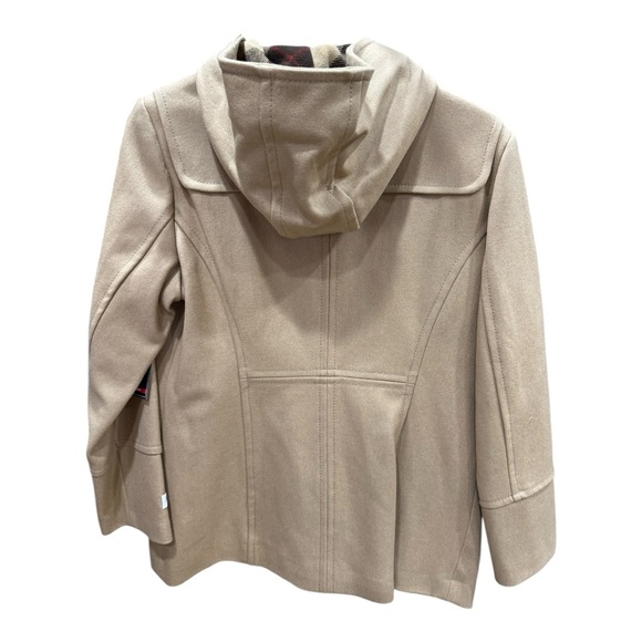St. John’s Bay Petite Cashmere Blend Hooded Toggle Coat Caramel Latte NWT PL - Picture 3 of 16